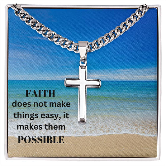 Faith Personalized Steel Cross Necklace