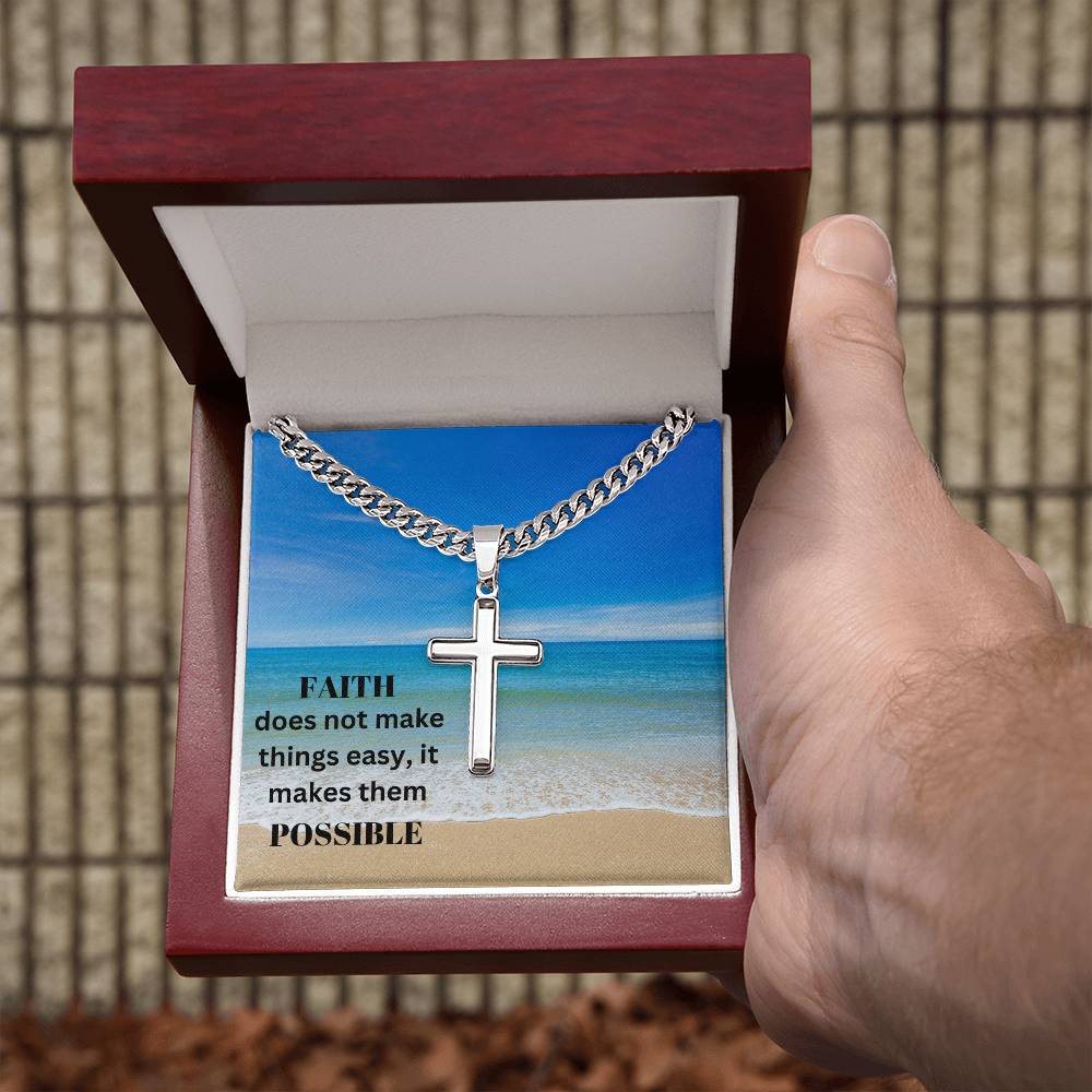 Faith Personalized Steel Cross Necklace