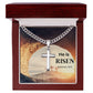Personalized Steel Cross Necklace He's Risen on Cuban Chain