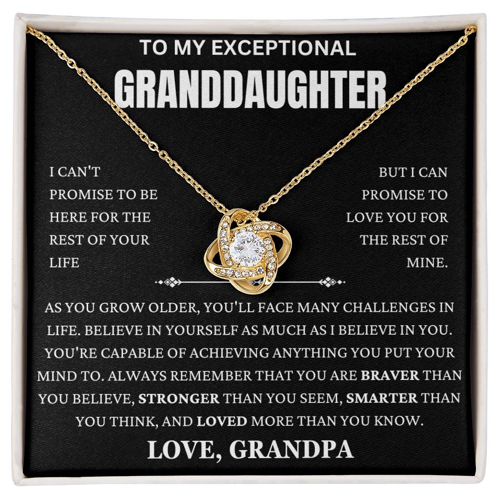 To My Exceptional Granddaughter Love Knot Necklace