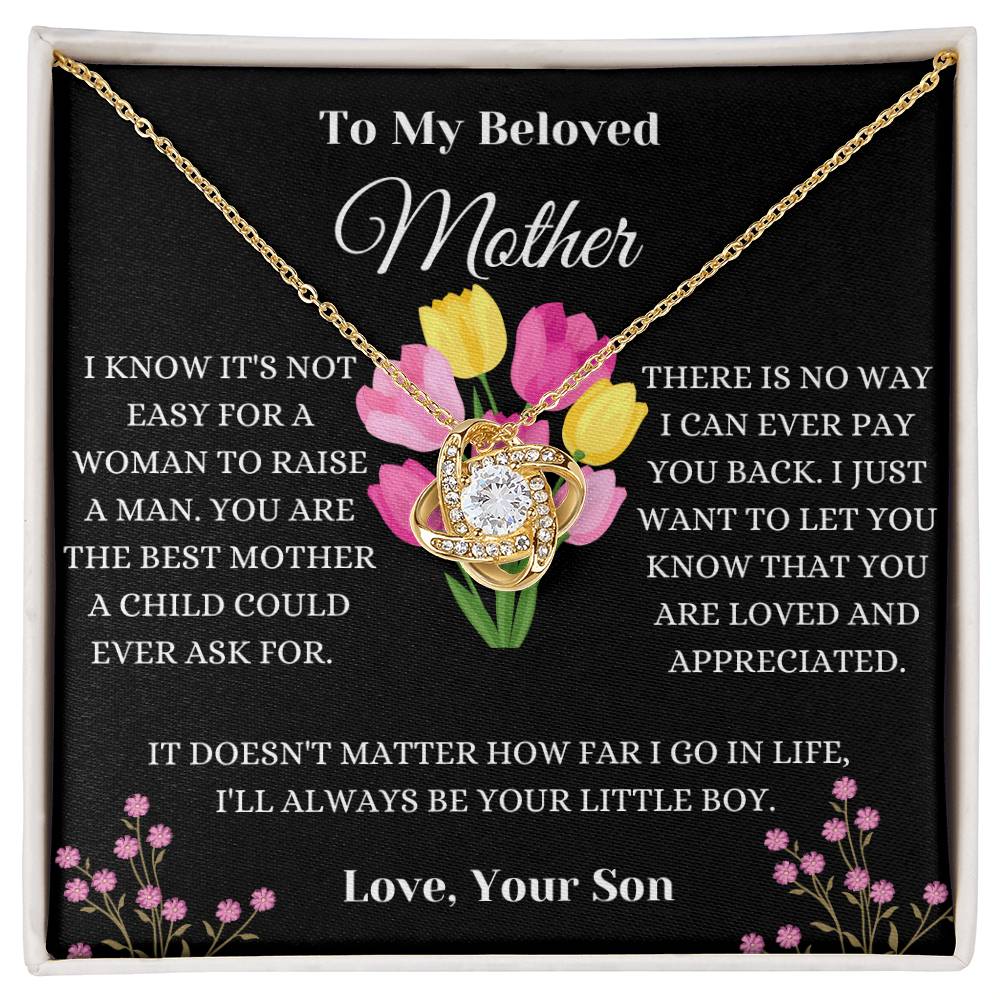 To My Beloved Mother Floral Love Knot Necklace