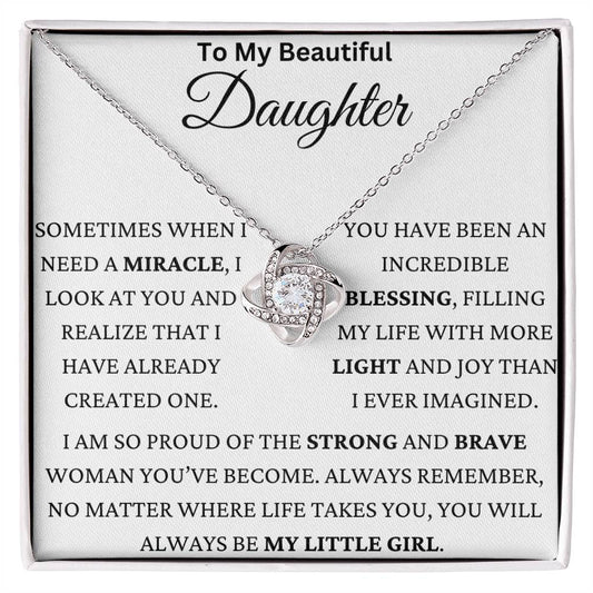 You Are Miracle Daughter Love Knot Necklace