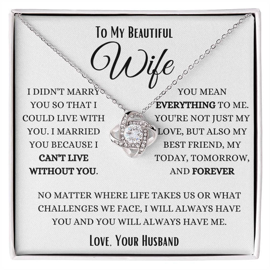 To My Wife My Forever Home Love Knot Necklace