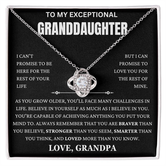 To My Exceptional Granddaughter Love Knot Necklace