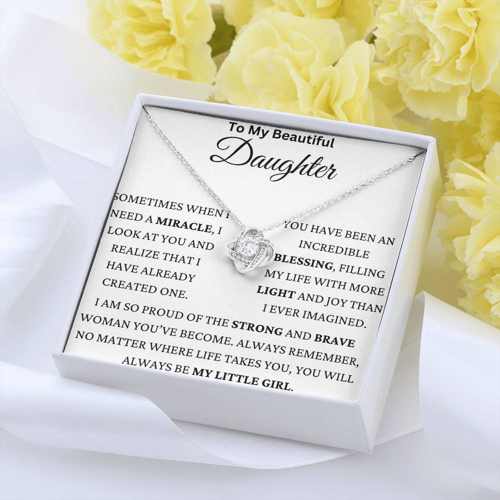 You Are Miracle Daughter Love Knot Necklace