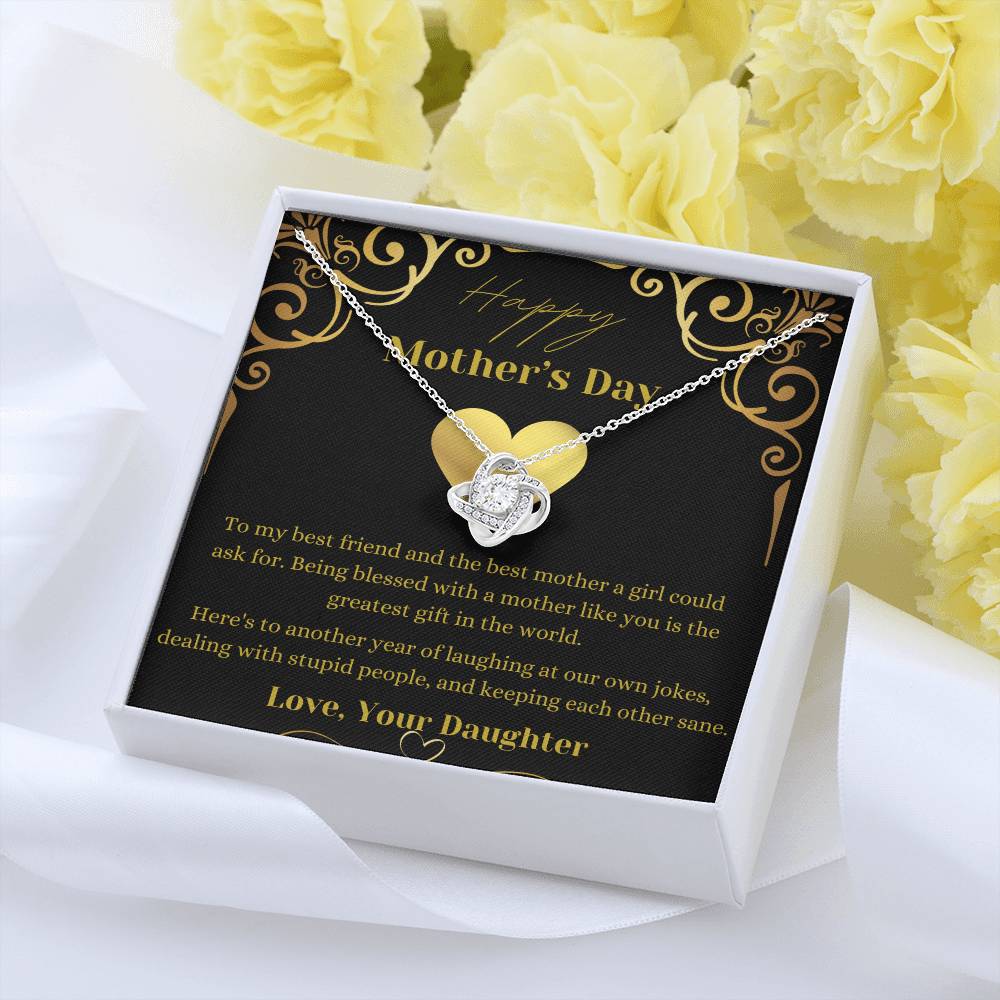 Mother's Day Love Knot Necklace (Yellow & White Gold Variants)