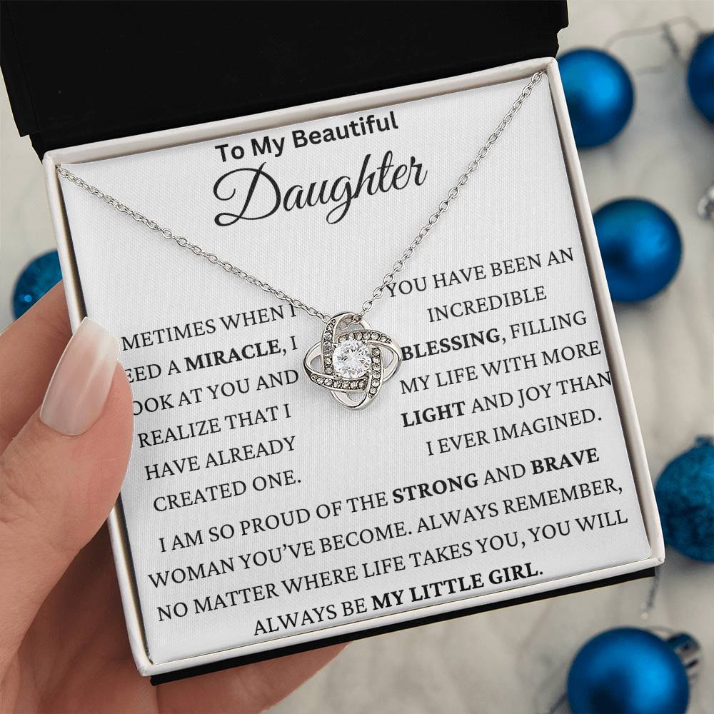 You Are Miracle Daughter Love Knot Necklace