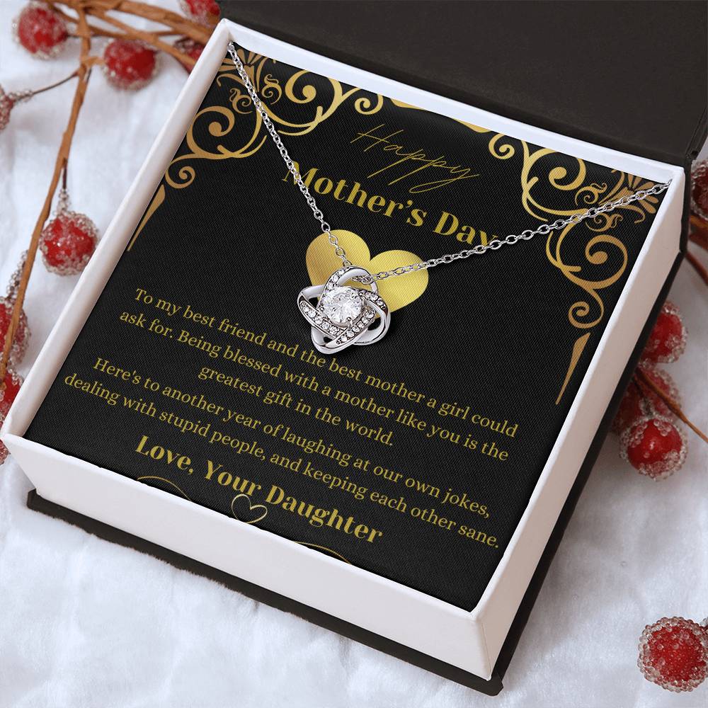 Mother's Day Love Knot Necklace (Yellow & White Gold Variants)