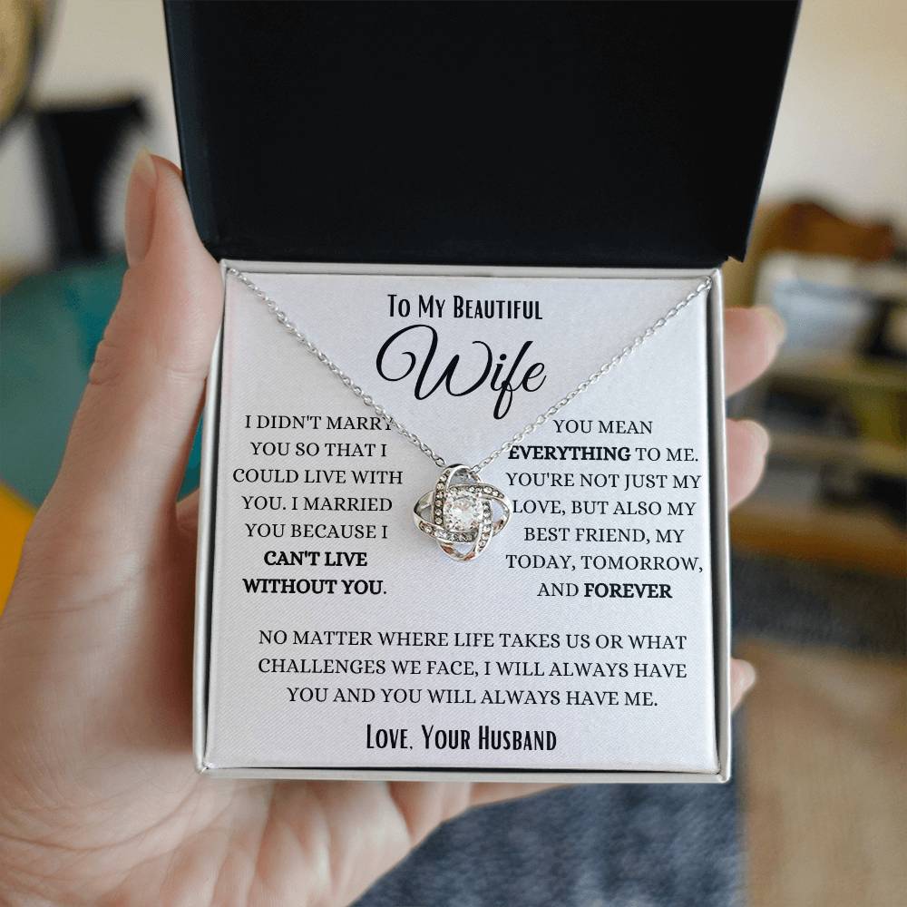 To My Wife My Forever Home Love Knot Necklace
