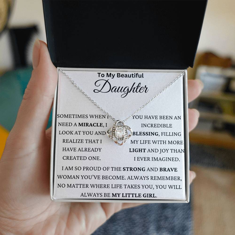 You Are Miracle Daughter Love Knot Necklace