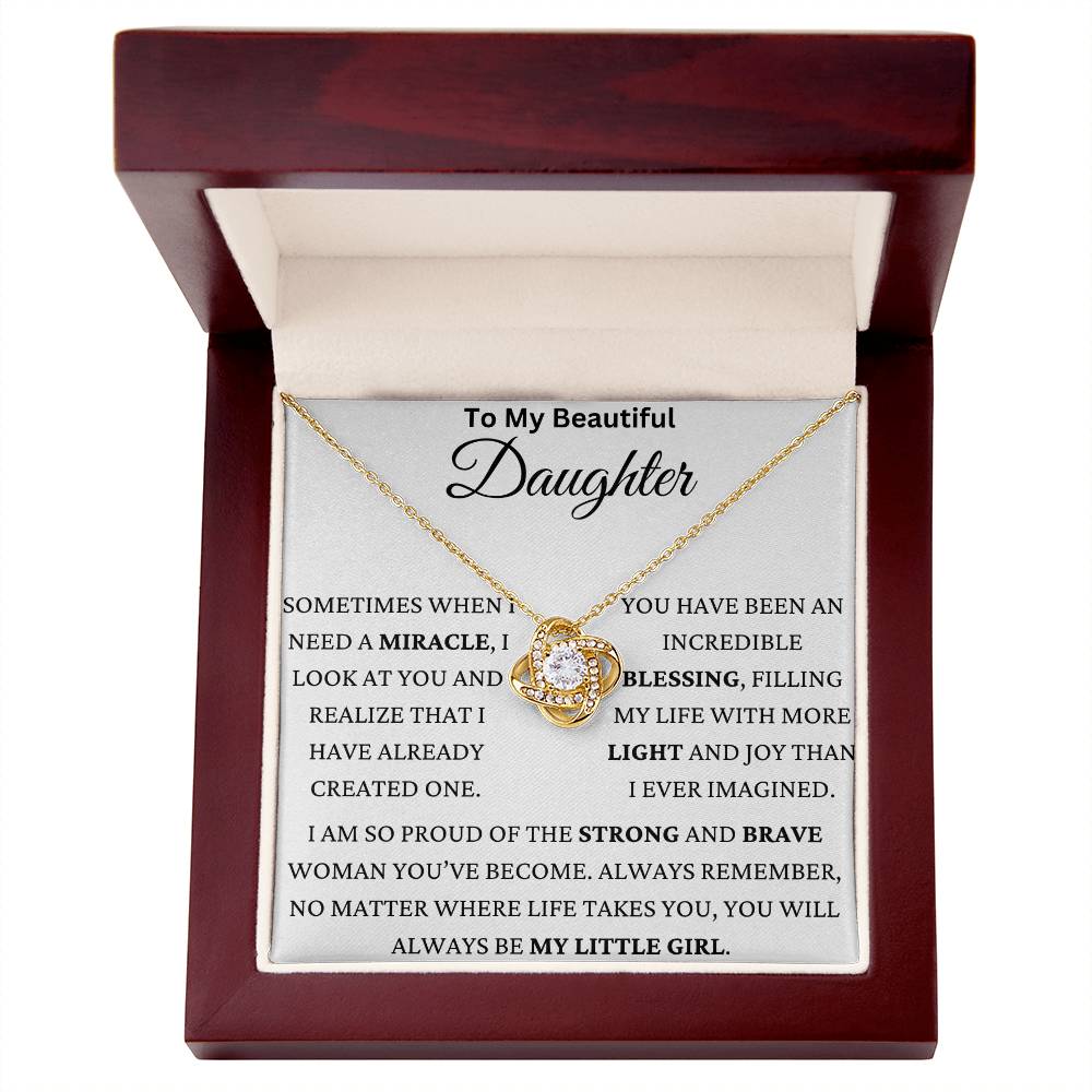 You Are Miracle Daughter Love Knot Necklace