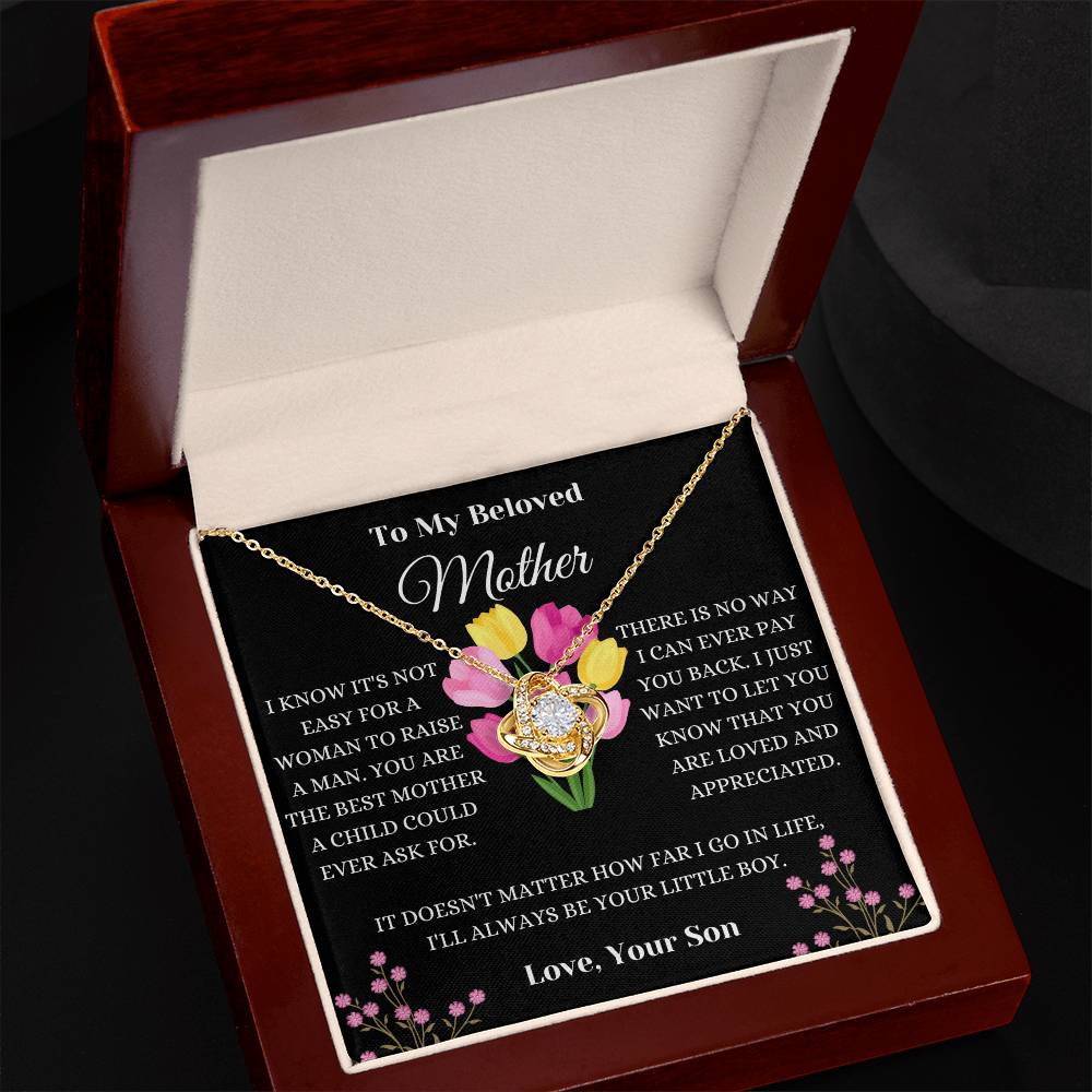 To My Beloved Mother Floral Love Knot Necklace