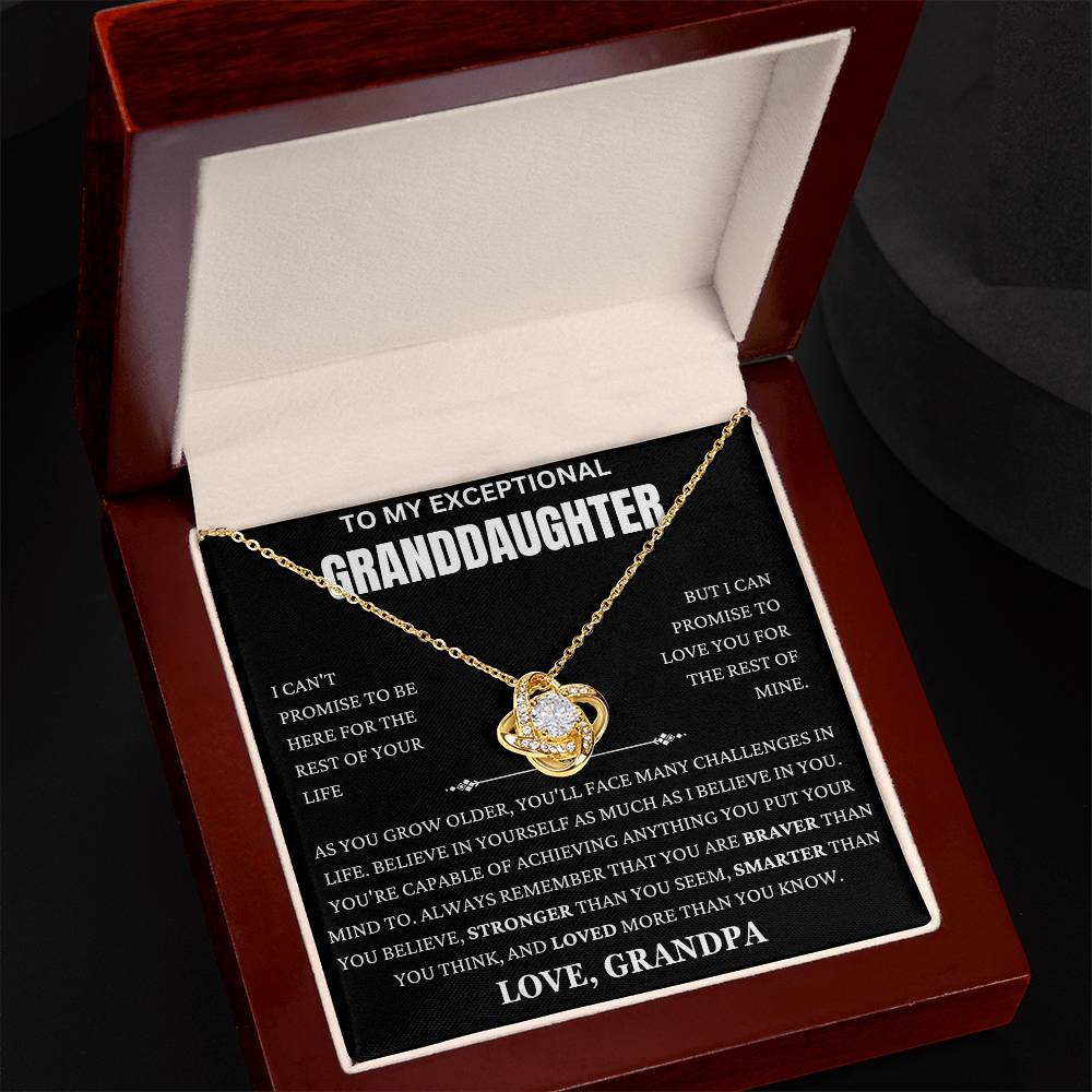 To My Exceptional Granddaughter Love Knot Necklace