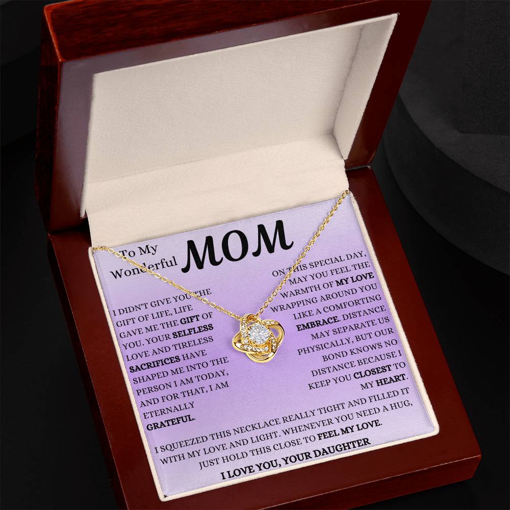 Feel My Love Wrapping Around You Mom Love Knot Necklace
