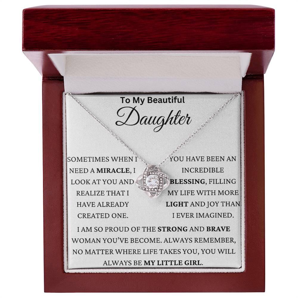 You Are Miracle Daughter Love Knot Necklace