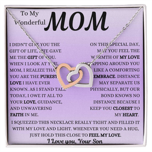 You Are The Purest Love Mom Interlocking Hearts Necklace