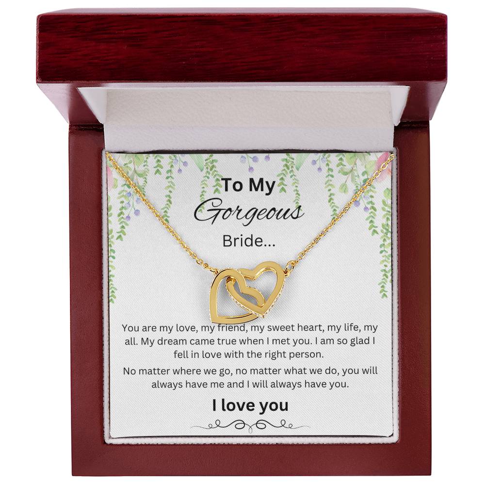 To My Gorgeous Bride Interlocking Hearts Necklace