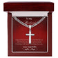Artisan Cross Necklace on Cuban Chain With Love Note