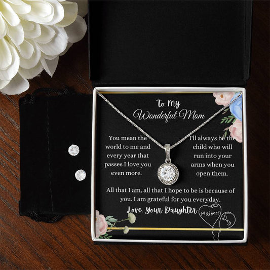You Mean the World To Me - Mother's Day Necklace + Earings
