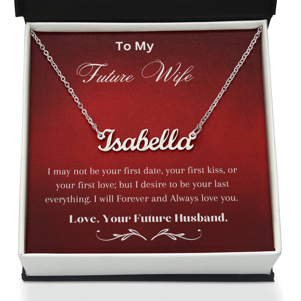 Custom Name Necklace With Love Note- Fiance