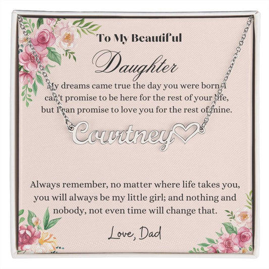 Always Remember I Love You Daughter Name Necklace + Heart Character
