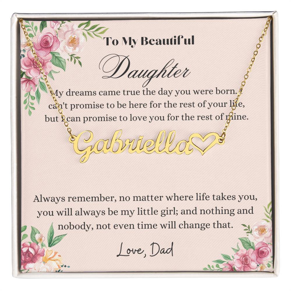 Always Remember I Love You Daughter Name Necklace + Heart Character