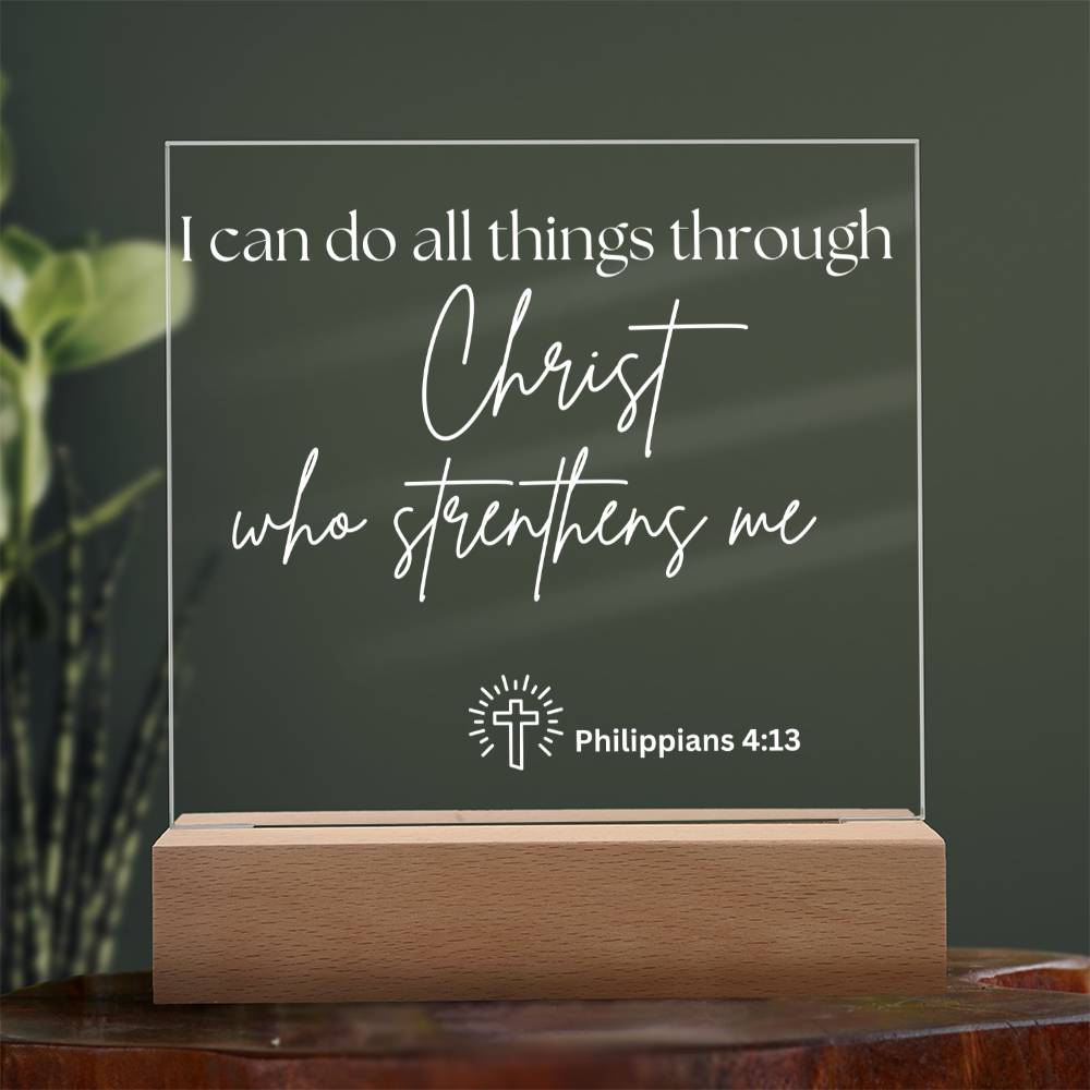 Jesus Gives Me Strenght Square Acrylic Plaque