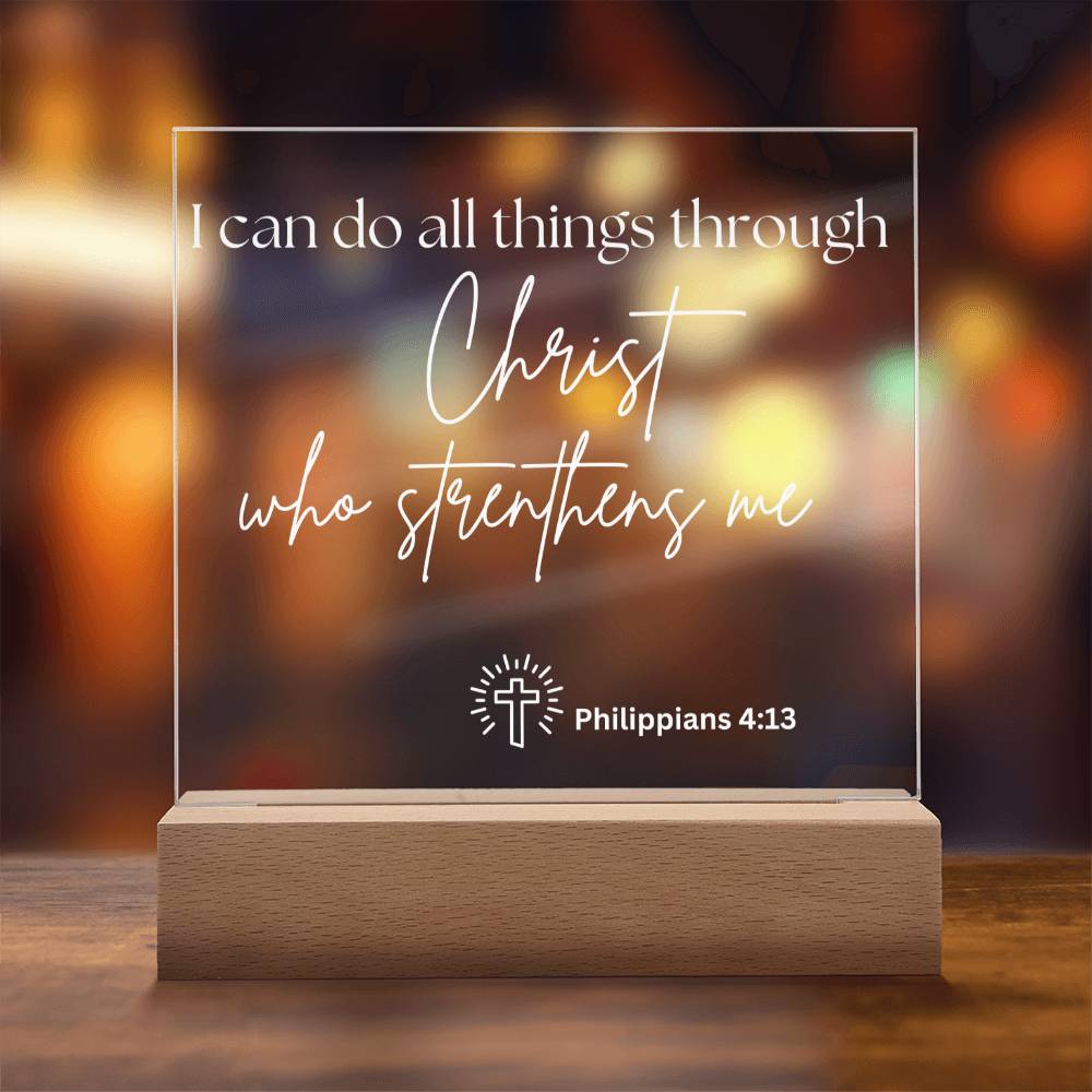 Jesus Gives Me Strenght Square Acrylic Plaque