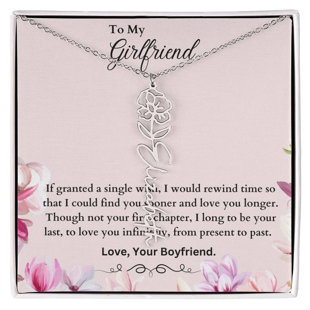 To My Girlfriend Flower Name Necklace