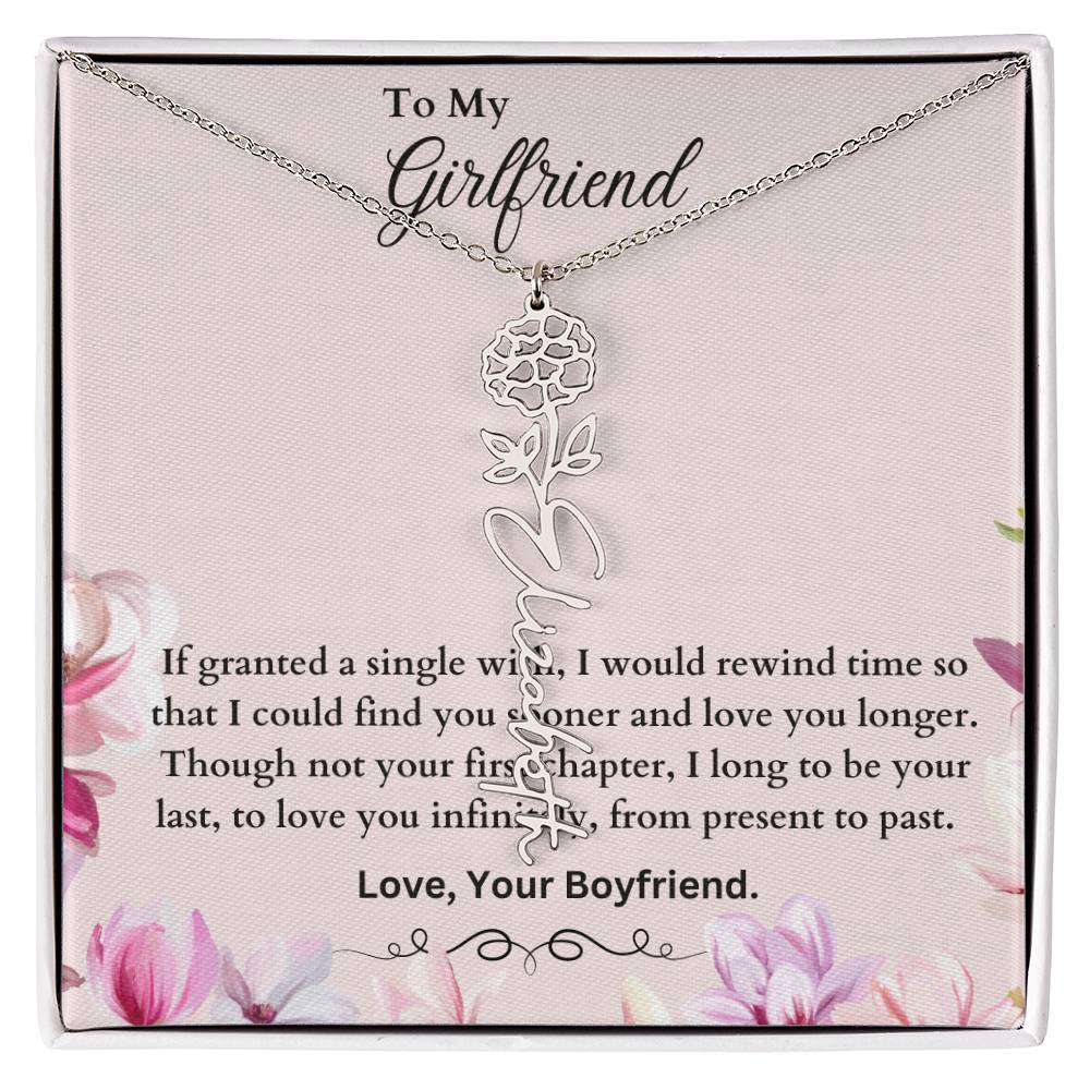 To My Girlfriend Flower Name Necklace