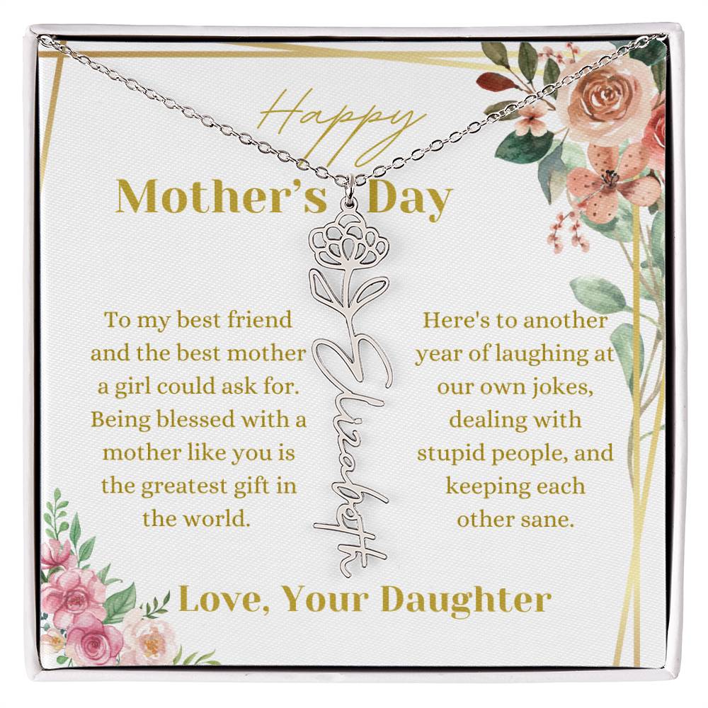 To The Best Friend and Mom Name Necklace