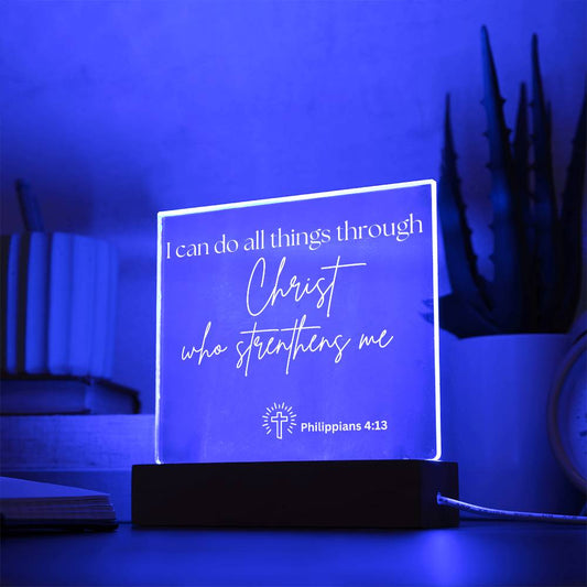 Jesus Gives Me Strenght Square Acrylic Plaque