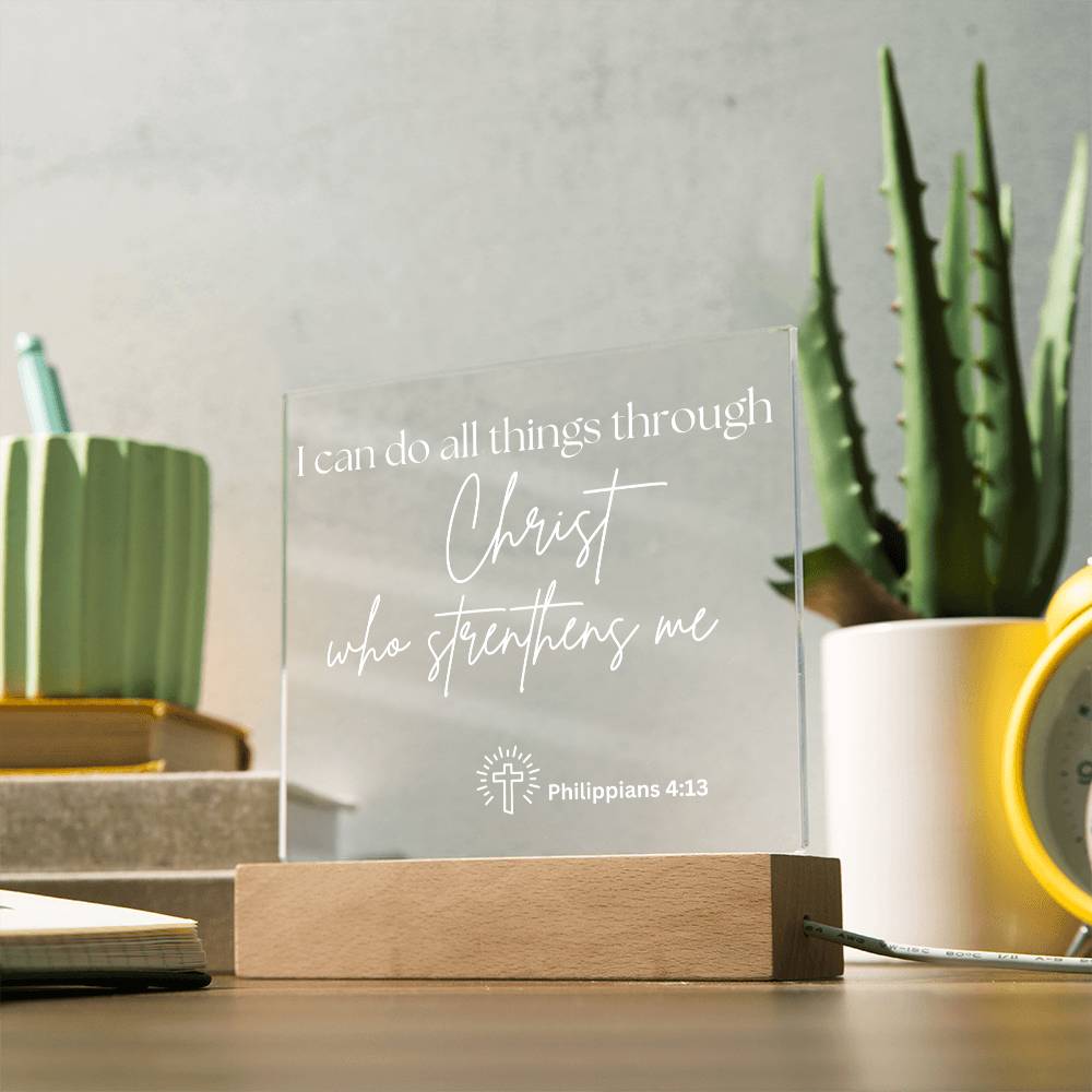 Jesus Gives Me Strenght Square Acrylic Plaque