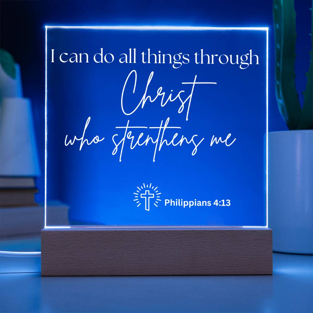 Jesus Gives Me Strenght Square Acrylic Plaque