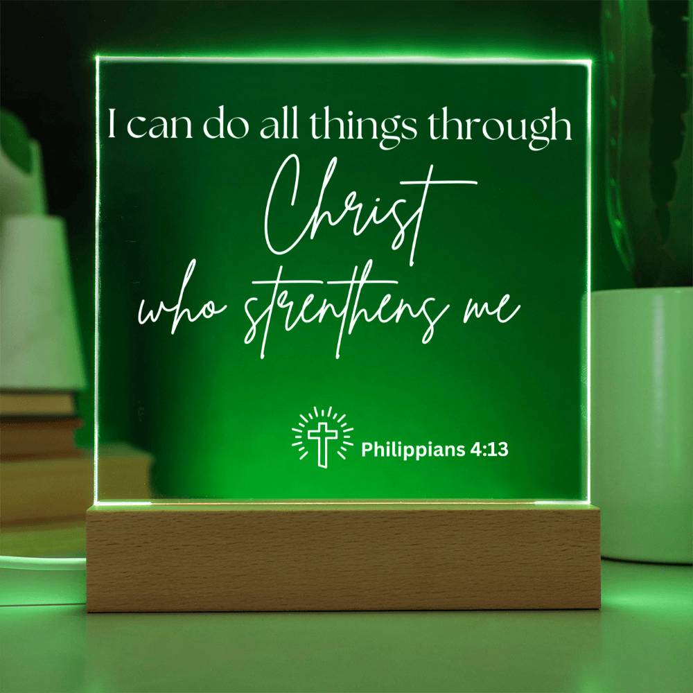 Jesus Gives Me Strenght Square Acrylic Plaque