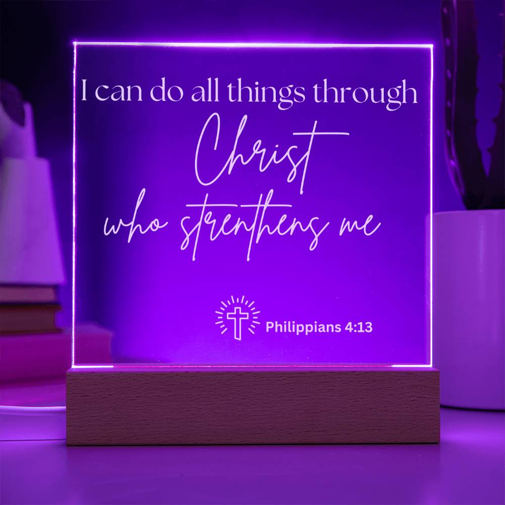 Jesus Gives Me Strenght Square Acrylic Plaque