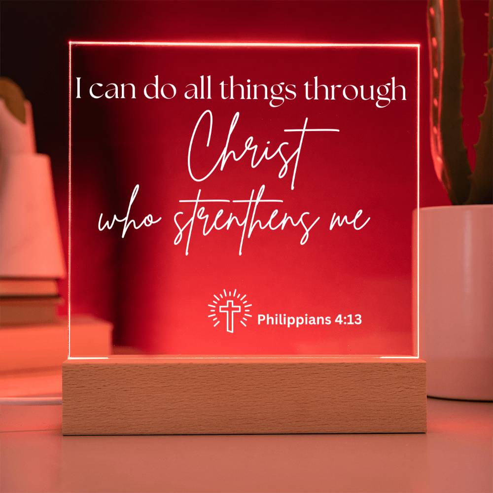 Jesus Gives Me Strenght Square Acrylic Plaque