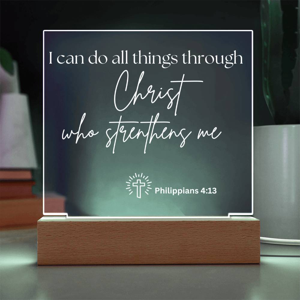 Jesus Gives Me Strenght Square Acrylic Plaque