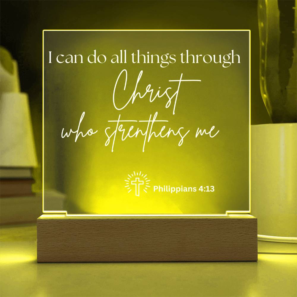 Jesus Gives Me Strenght Square Acrylic Plaque