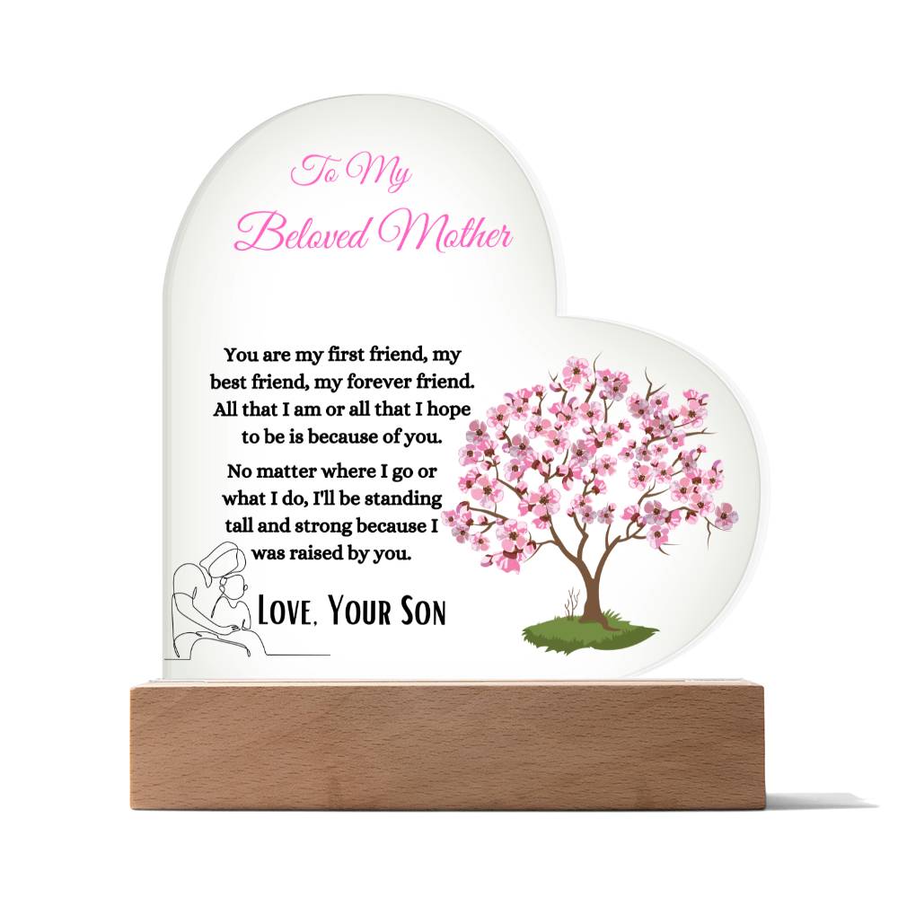 To My Beloved Mother Acrylic Heart Plaque