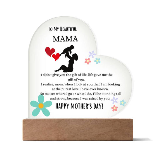 My Beautiful Mama Heart Acrylic Plaque