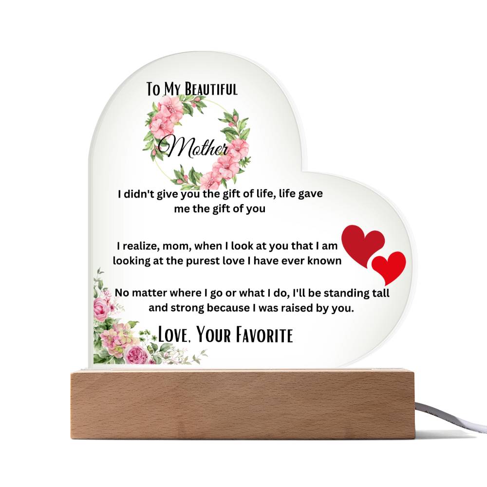 To My Beautiful Mother Acrylic Plate