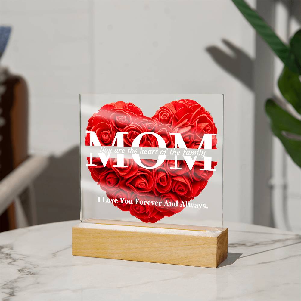 The Heart Of The Family Mom Acrylic Plaque