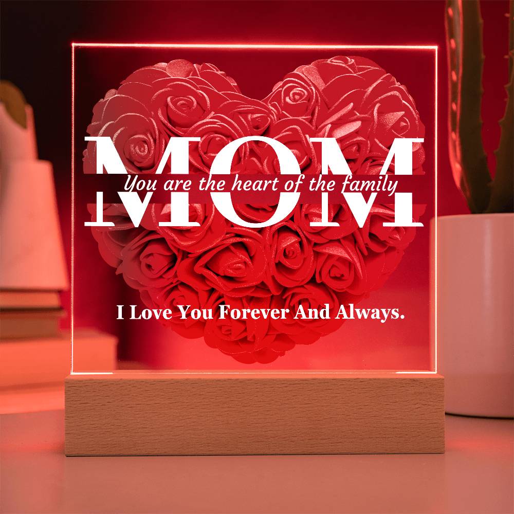 The Heart Of The Family Mom Acrylic Plaque