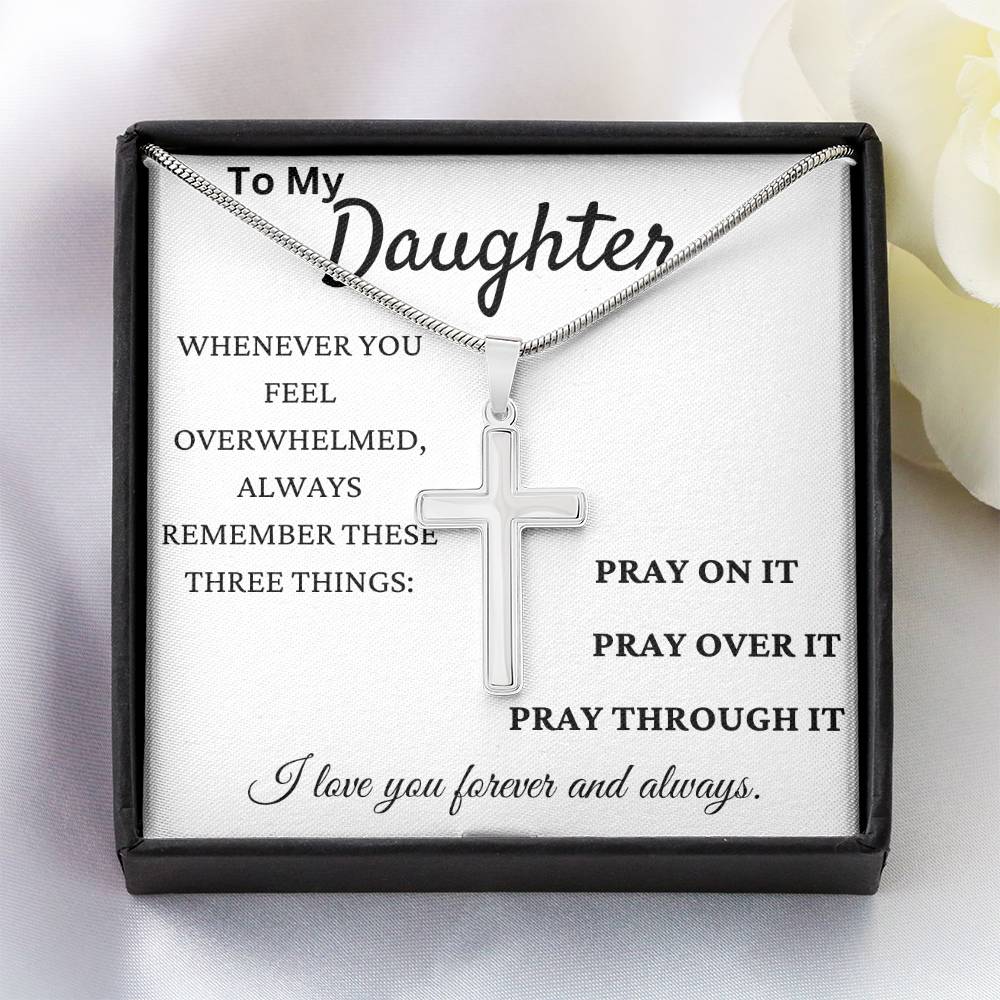 Pray Always Daughter Stainless Cross Necklace
