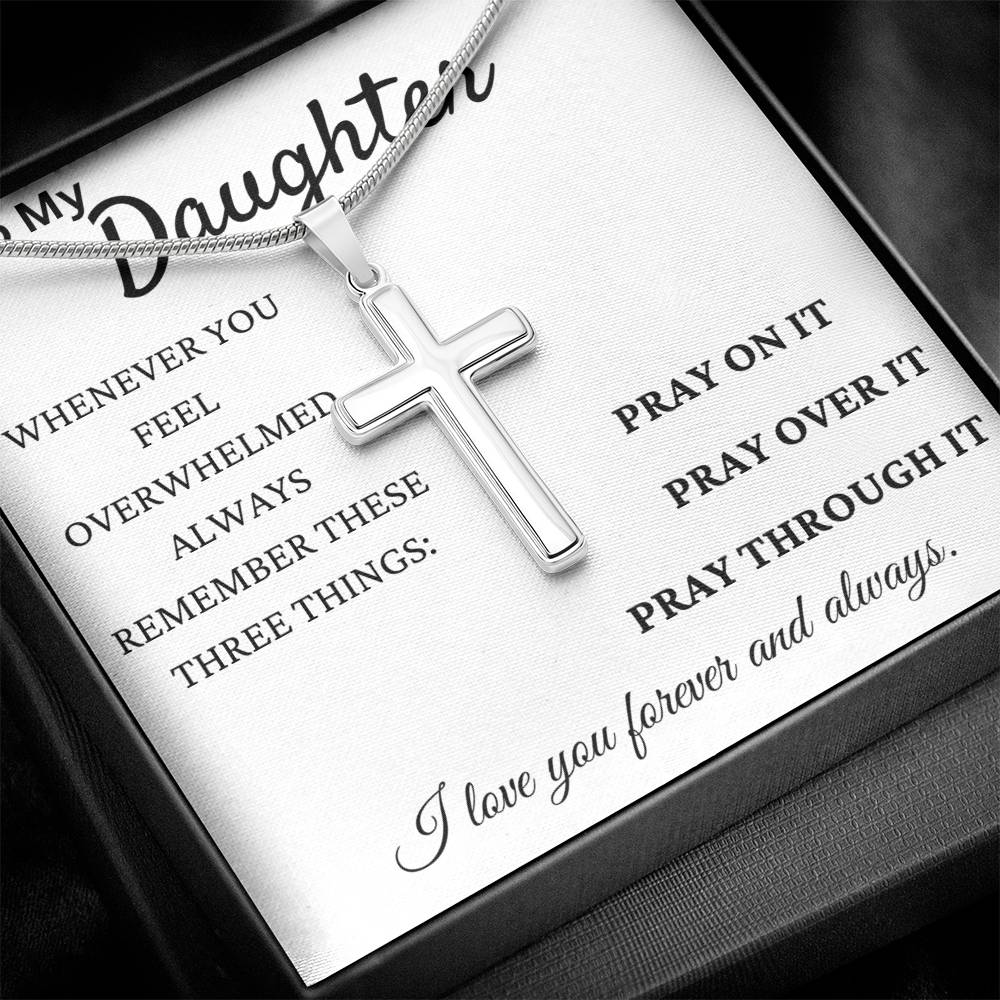 Pray Always Daughter Stainless Cross Necklace