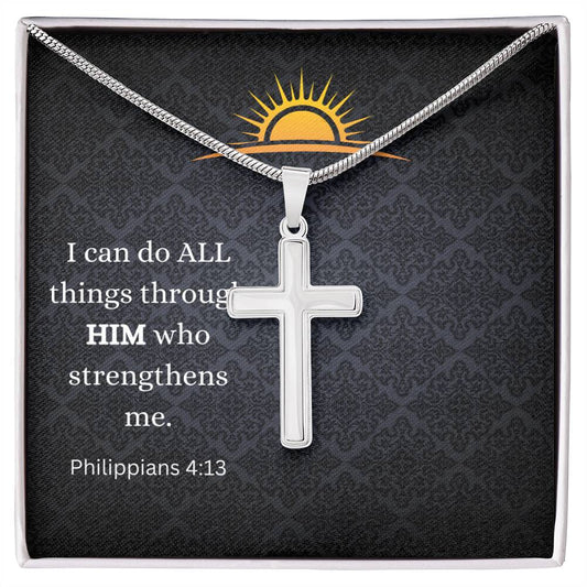I Can Do All Things Through Him Stainless Cross Necklace