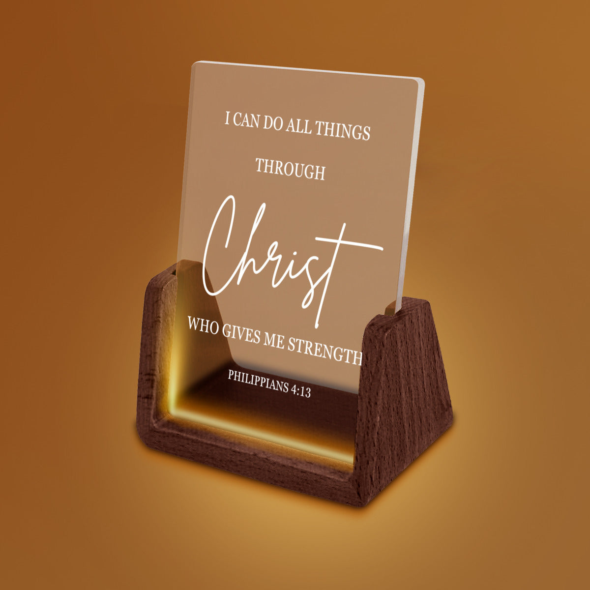 Christ Gives Me Strength Wooden Table Lamp